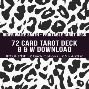OG PAM Black & White Rider Waite Smith Printable Tarot Deck - Leopard Print Back - Instant Download